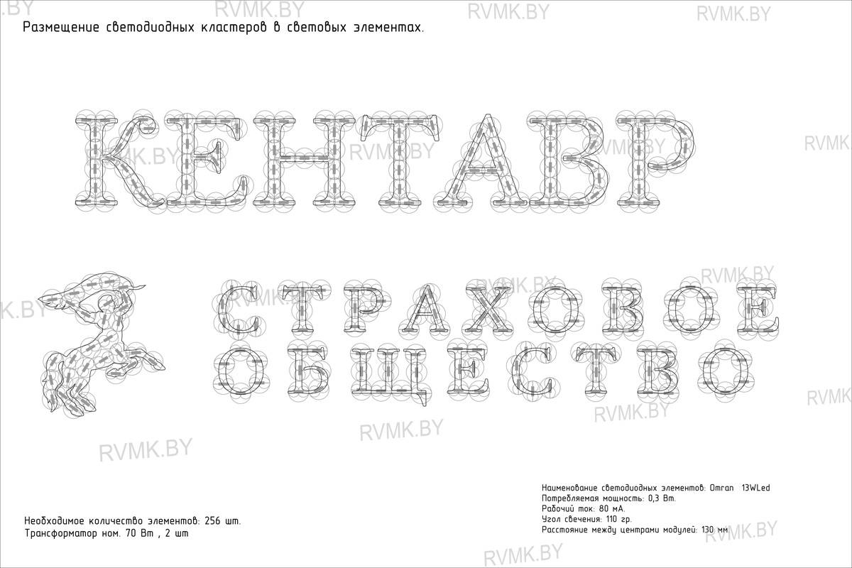 Размещение светодиодных кластеров в световых элементах